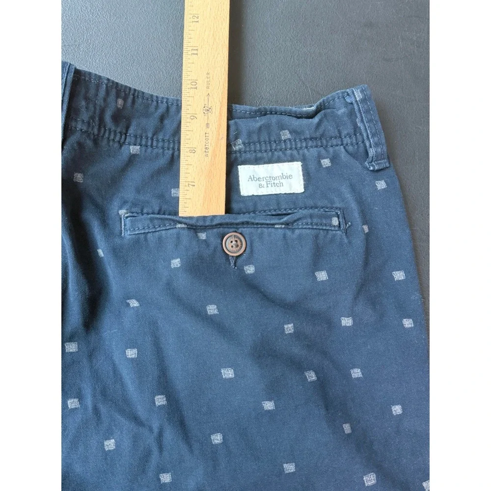 Abercrombie & Fitch Mens Navy‎ Blue Geometric Square Print Chino Shorts Size 36